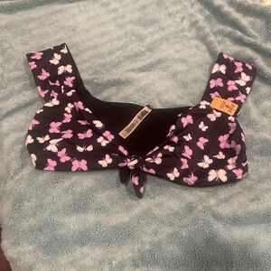 Victoria's Secret Black and Purple Butterfly Bikini Top